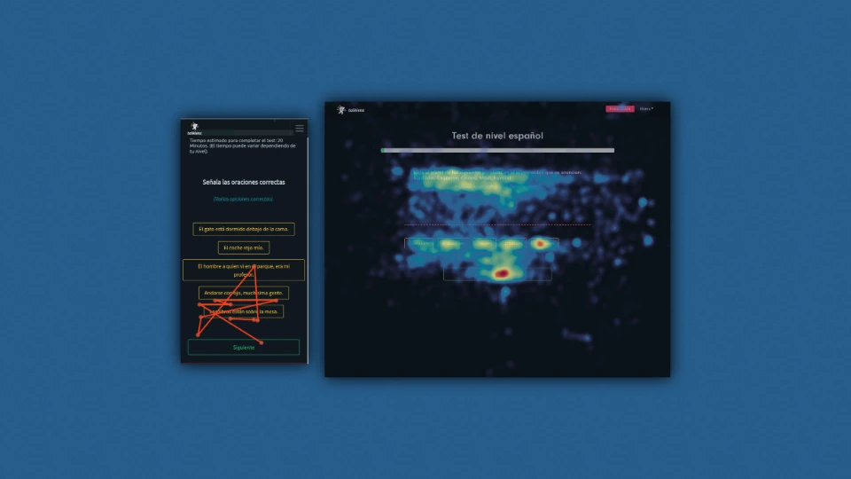 Dos capturas del análisis de usuariarios con Hotjar